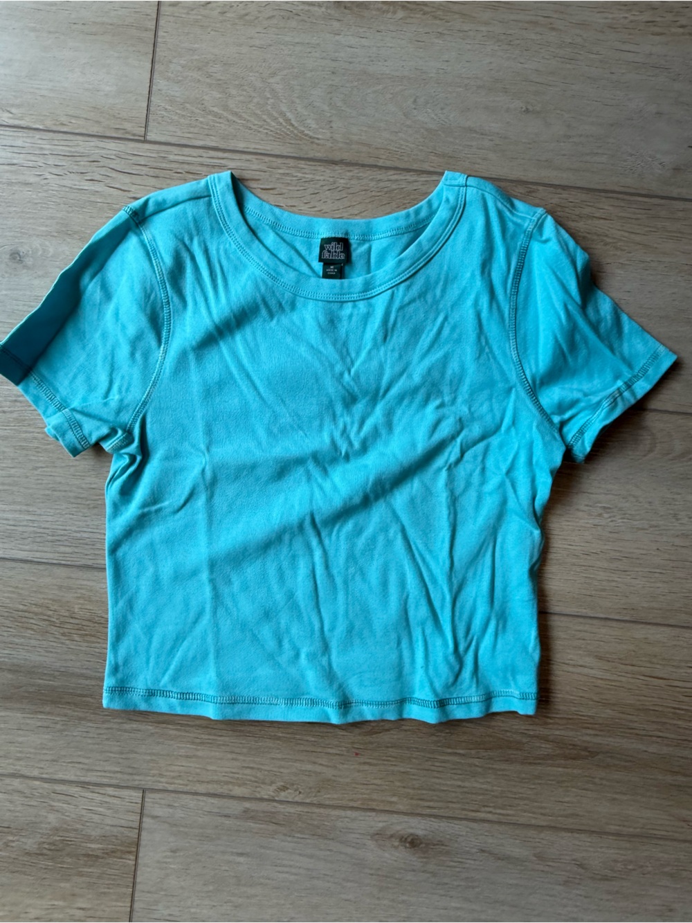 wild fable Turquoise Cropped Crew Neck Tee